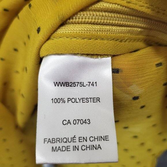 𝅺belle Vere Mustard Black Polka Dot Ruffled V-Neck Peplum Blouse Size S - Picture 4 of 6